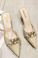 Beige Leather Pointed Toe Platform Stiletto Heel Formal Shoes