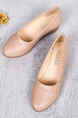 Brown Leather Round Toe Platform Formal Wedge