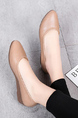 Brown Leather Round Toe Platform Formal Wedge