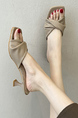 Brown Leather Square Toe Platform Chunky Heels