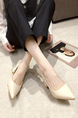 Beige Leather Pointed Toe Platform Basic Pumps High Heel