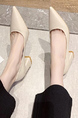 Beige Leather Pointed Toe Platform Basic Pumps High Heel