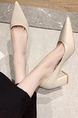 Beige Leather Pointed Toe Platform Basic Pumps High Heel