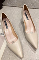 Beige Leather Pointed Toe Platform Basic Pumps High Heel