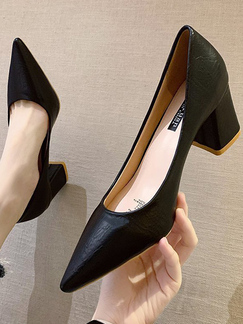 Black Leather Pointed Toe Platform Formal Pumps High heels
