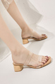 Brown Leather Round Toe Platform Transparent Suede Summer Heel