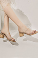 Brown Leather Round Toe Platform Transparent Suede Summer Heel