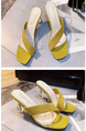 Yellow Suede Square Toe Platform Transparent Casual Sandal Heel