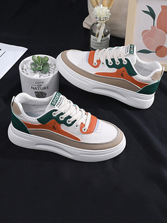 White Leather Round Toe Platform Rubber Small Board Shoes