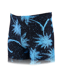 Black and Blue Plus Size Contrast Printed Swim Shorts Swimwear for Swimming