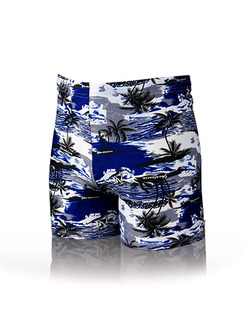 Blue Black and White Plus Size Contrast Printed Swim Shorts Swimwear for Swimming