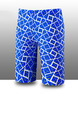 Blue and White Plus Size Contrast Printed Swim Shorts Swimwear for Swimming
