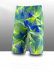Blue Yellow Green Plus Size Contrast Printed Swim Shorts Swimwear for Swimming

