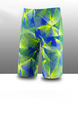 Blue Yellow Green Plus Size Contrast Printed Swim Shorts Swimwear for Swimming