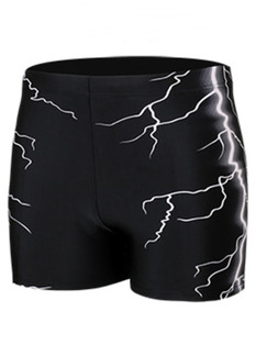 Black Plus Size Contrast Lightning Swim Shorts Swimwear for Swimming