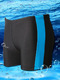 Blue and Black Plus Size Contrast Stripe Side Swim Shorts Swimwear for Swimming
