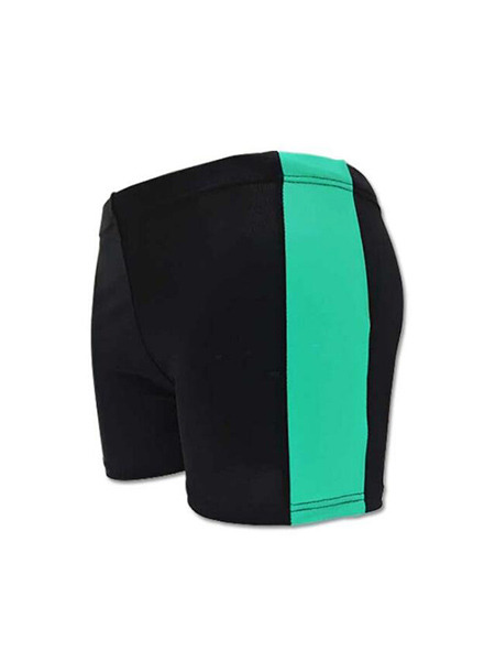 Black and Green Plus Size Contrast Stripe Side Swim Shorts Swimwear for Swimming