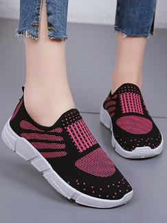 Pink and Black White Polyester Round Toe Platform 2cm Rubber Shoes