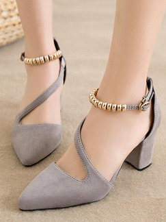 Grey Suede Pointed Toe Platform High Heel 5cm Heels