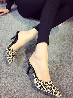 Leopard and Black Suede Pointed Toe Platform Stiletto Heel 7cm Heels