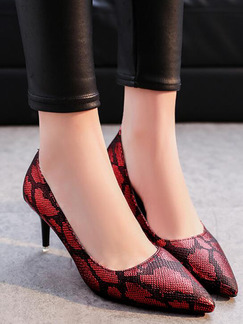 Red and Black Leather Pointed Toe Platform Stiletto Heel 7cm Heels
