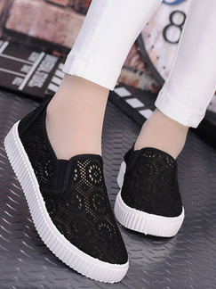 Black Canvas  Round Toe Platform 3cm Rubber Shoes