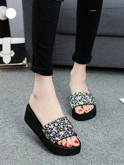 Black Colorful EVA Open Toe Platform 5cm Sandals