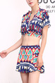 Colorful Three-Piece Slim Sling Band Contrast Printed Flat Bottom Chest Pad Steel Pro Polyester and Elasticity Swimwear