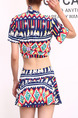 Colorful Three-Piece Slim Sling Band Contrast Printed Flat Bottom Chest Pad Steel Pro Polyester and Elasticity Swimwear