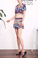 Colorful Three-Piece Slim Sling Band Contrast Printed Flat Bottom Chest Pad Steel Pro Polyester and Elasticity Swimwear