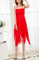 Red Slim See-Through Three-Piece Slip Polyester  Swimwear Sleeveless 