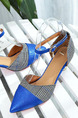 Blue Leather Pointed Toe Platform 5cm Heels for Casual Party Office