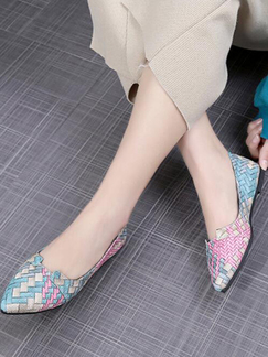 Colorful Leather Point Toe Platform 1cm Flats for Casual Party