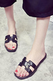 Black Leather Open Toe Platform 1cm Sandals for Casual