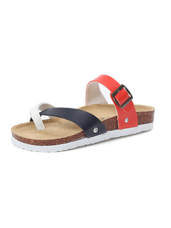 Colorful Leather Open Toe Platform Instep Strap 3cm Sandals