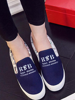 Blue and White Canvas  Round Toe Platform 3cm Rubber Shoes for Casual