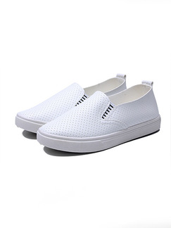 White Leather Round Toe Platform 3cm Rubber Shoes for Casual
