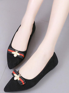 Black Suede Pointed Toe Platform 0.5cm Flats for Casual Party Office