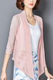 Pink Loose Cardigan Shiner Asymmetrical Hem Plus Size Top for Casual Office Party
