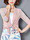 Pink Loose Cardigan Shiner Asymmetrical Hem Plus Size Top for Casual Office Party
