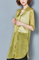 Yellow Green Chiffon Plus Size Loose Cardigan Furcal Asymmetrical Hem Top for Casual Office