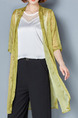 Yellow Green Chiffon Plus Size Loose Cardigan Furcal Asymmetrical Hem Top for Casual Office