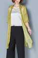 Yellow Green Chiffon Plus Size Loose Cardigan Furcal Asymmetrical Hem Top for Casual Office