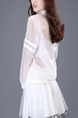 White Contrast Linking Stand Collar See-Through Long Sleeve Cardigan for Casual