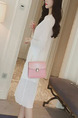 White Chiffon Loose See-Through Laced Flare Sleeve  Coat for Casual Party