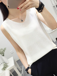 White Loose Sling V Neck Top for Casual