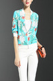 Colorful Slim Printed Long Sleeve Floral Coat for Casual