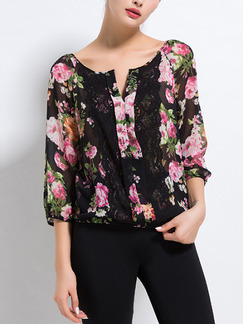 Colorful Loose Printed Shirt Floral Plus Size Top for Casual Party