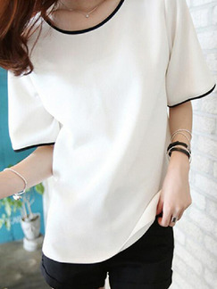 White Loose Linking T-Shirt Plus Size Top for Casual
