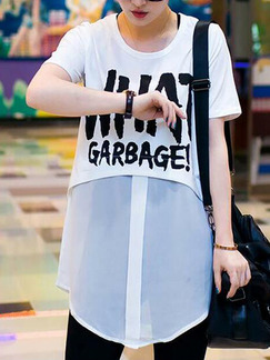 Black Loose Seem-Two Letter T-Shirt Plus Size Top for Casual Party